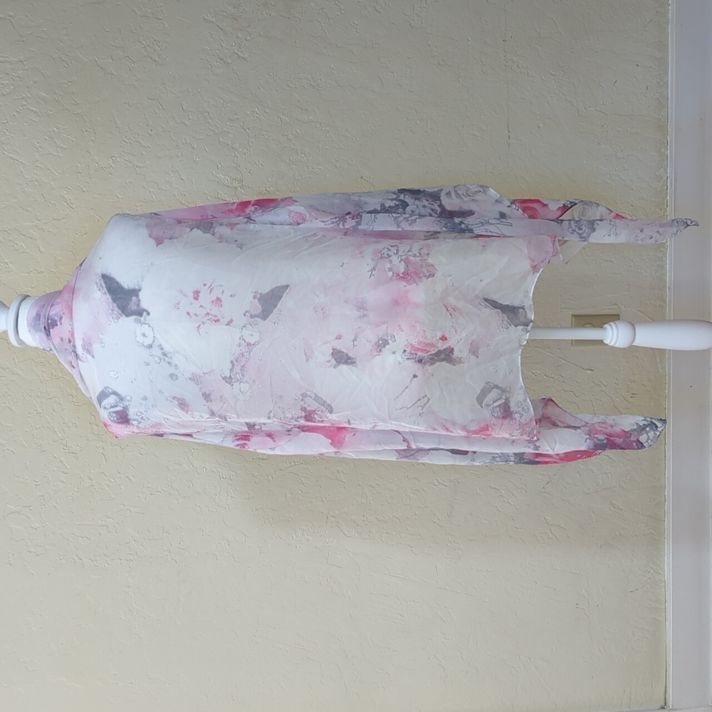Accents by Lavello White Pink Semi-Sheer Chiffon Convertible Vest One Size - Picture 4 of 8